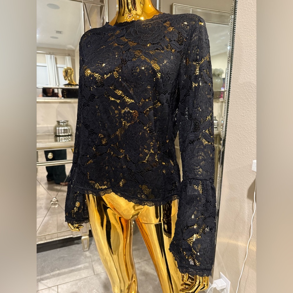 RACHEL Rachel Roy Black Lace Blouse